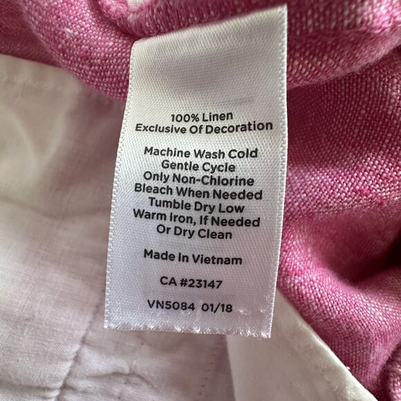Talbots Pants Womens 12 Pink Linen Cropped Tassel Drawstring Resort Boho Trim‎ - Picture 12 of 13
